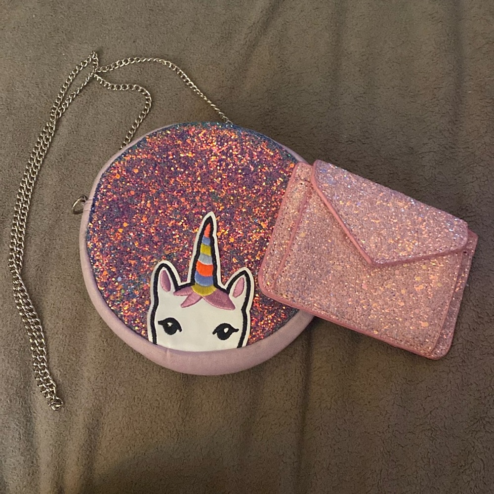 Unicorn bag & glitter wallet